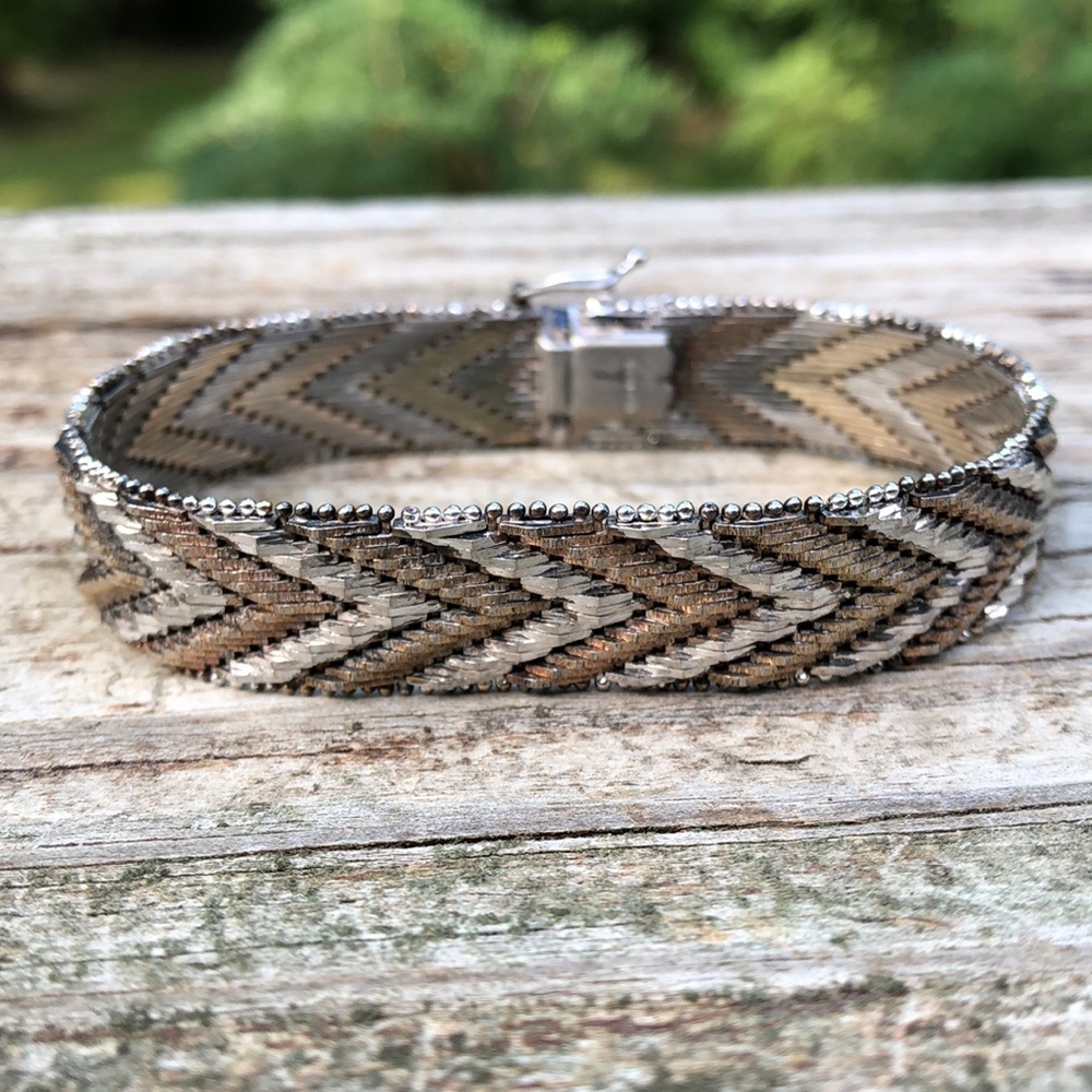 Vintage sterling silver bi color bracelet